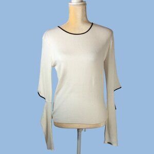 ZARA Ribbed Shirt Size Large White with Black Trim NWT